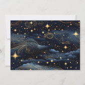 Foto Celestial Midnight Blue Stars Maan Bruiloft Save The Date (Achterkant)