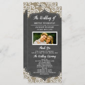 Foto Chalkboard Burlap Lace Trouwprogramma's Programma (Voorkant / Achterkant)