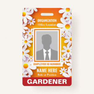 Foto Cheerful White Daisies Oranje Identification Badge