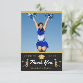 Foto Cheerleader Zwart Goud  Wit afstuderen  Bedankkaart (Staand voorkant)