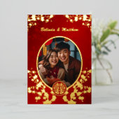 Foto Cherry Blossom Chinese bruiloft Folie Uitnodiging (Staand Voorkant)