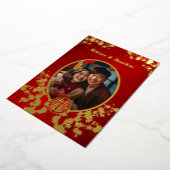 Foto Cherry Blossom Chinese bruiloft Folie Uitnodiging (Gedraaid)