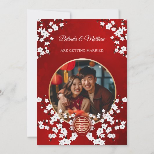 Foto Cherry Blossom Chinese bruiloft Kaart (Voorkant)
