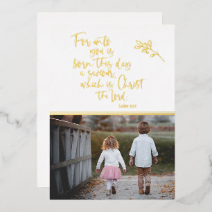Foto Christelijk Gold Foil-kerstkaart Folie Feestdagenkaart