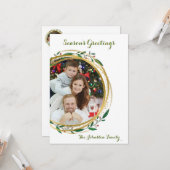 Foto Cirkel Goud Groen & Rode Kerst Kaart (Voorkant / Achterkant in situ)