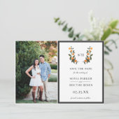 Foto Citrus Crest Monogram Save The Date (Staand voorkant)