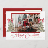 Foto Classic Kerst Kaart met Waterverf Bomen (Voorkant / Achterkant)