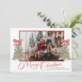 Foto Classic Kerst Kaart met Waterverf Bomen (Staand voorkant)