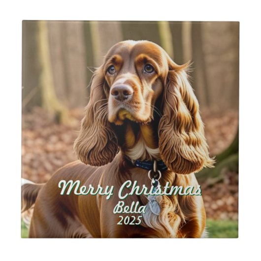 Foto Cocker Spaniel KEEPSAKE Personaliseer Tegeltje (Voorkant)