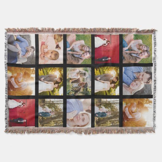 Foto-collage 15 foto's Zwart Deken (Voorkant)