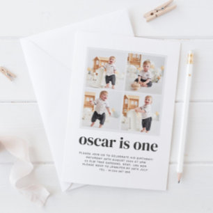 Foto-collage 1e verjaardagsuitnodiging jongen kaart