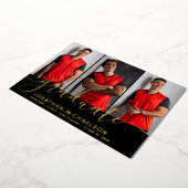 Foto Collage 3 Afbeeldingen Afstuderen aankondigin Folie Uitnodiging (Gedraaid)