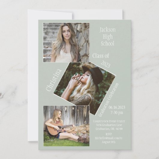 Foto Collage 3 Persoonlijk Afstuderen Aankondiging (Voorkant)