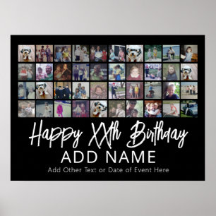 Foto collage - 4 rijen 10 kolommen - Birthday Poster
