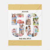 Foto Collage 50e verjaardag Beige White Afbeelding Fleece Deken (Voorkant)