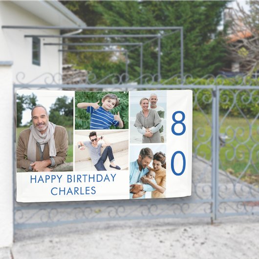 Foto Collage 5 Afbeelding 80th Birthday Banner