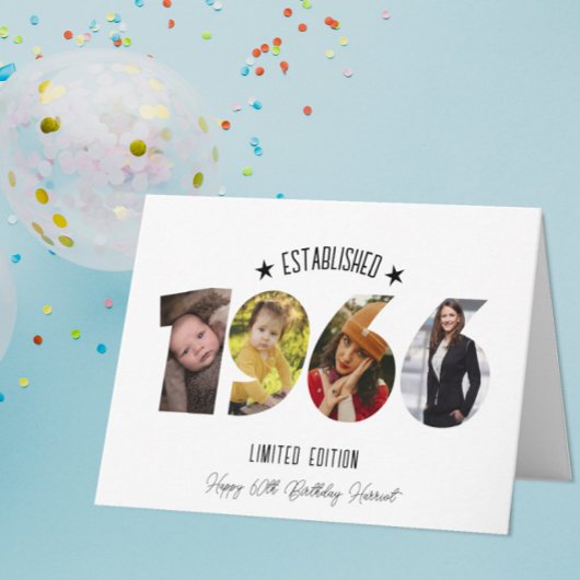 Foto collage 60e verjaardag opgericht 1966 bedankkaart