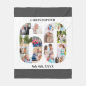 Foto Collage 60th Birthday Gray White Afbeelding Fleece Deken (Voorkant)