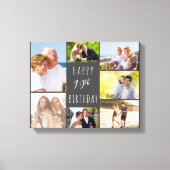 Foto Collage 7 Afbeelding Grijs Wit 90ste Verjaard Canvas Afdruk (Voorkant)