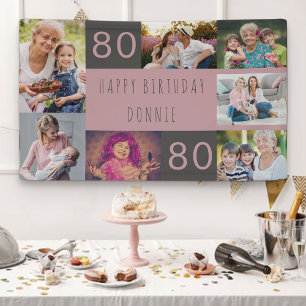 Foto Collage 7 Afbeelding Persoonlijk 80th Birthda Spandoek