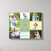 Foto Collage 7 Afbeelding Sage Green 50th Birthday Canvas Afdruk (Voorkant)