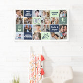 Foto Collage 80e Verjaardag Op Maat Mint Blauw Spandoek (Insitu)