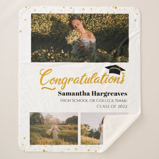 Foto Collage Afstuderen 2024 Afstuderen Keepsake Sherpa Deken (Voorkant)