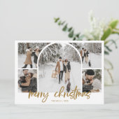 Foto Collage Arch Merry Christmas Fancy Script Feestdagenkaart (Staand voorkant)