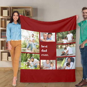 Foto Collage Best Dad Ever Maroon Fleece Deken