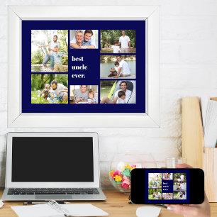 Foto collage Beste oom ooit Navy blauw Poster