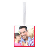 Foto Collage Beste pap Ever Red Gepersonaliseerd Kubus Ornament (Rechts)