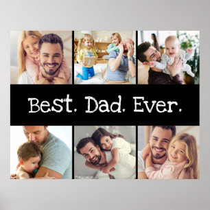 Foto Collage Beste vader ooit in zwart-wit Poster