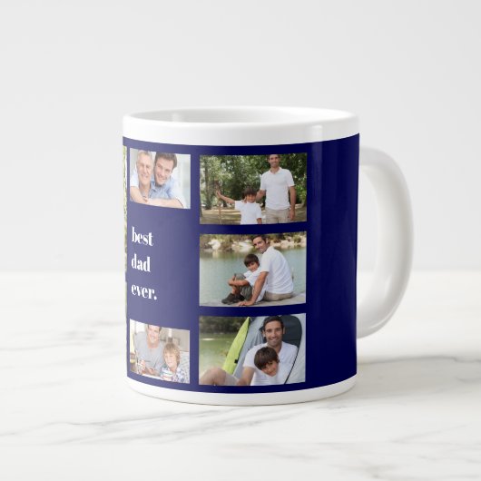 Foto Collage Beste vader ooit marineblauw en wit Extra Grote Beker (Voorkant rechts)