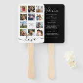 Foto Collage Black and White Wedding Program Hand Handwaaier (Voorkant en achterkant)