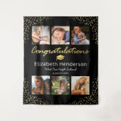 Foto Collage Black Gold Afstuderen Backdrop Wandkleed (Voorkant)