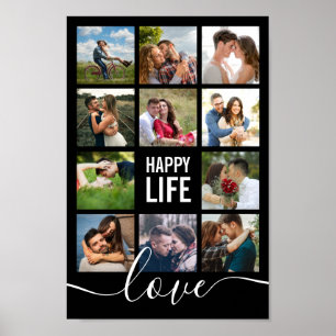 Foto Collage Black Weduwen Happy Life Poster
