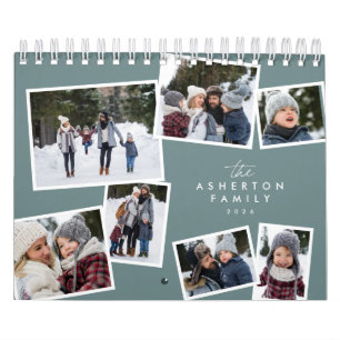 Foto collage blauwgroen familiescrapbook kalender