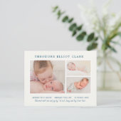 Foto Collage Blue Handsome Boy Birth Notice Briefkaart (Staand voorkant)