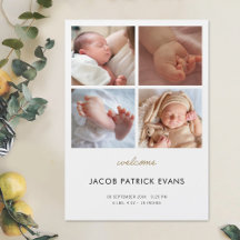 Foto Collage Boy Girl Birth Announding Magnet