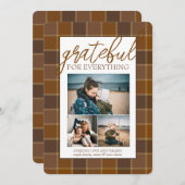 Foto: Collage Brown Pset Pattern Thanksgiving Feestdagenkaart (Voorkant / Achterkant)