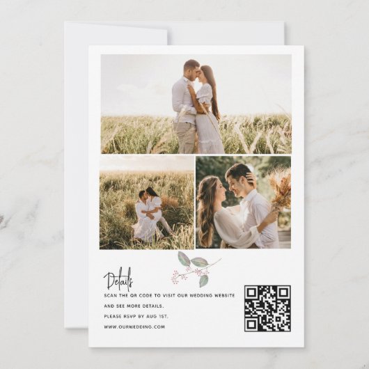 Foto Collage Bruiloft | QR-code uitnodigingen (Achterkant)