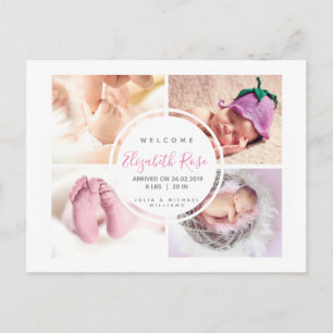 Foto Collage Cirkel Newborn Baby Girl Briefkaart