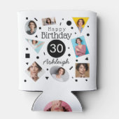 Foto Collage Confetti Naam 30e Verjaardag Blikjeskoeler (Achterkant)