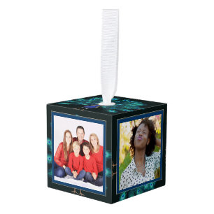 Foto Collage CUBE Kerstversiering Peacock 2 Kubus Ornament