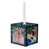 Foto Collage CUBE Kerstversiering Peacock 2 Kubus Ornament (Achter hoekig)