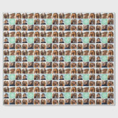 Foto Collage Custom Monogram Mint Green Cadeaupapier (Vlak)