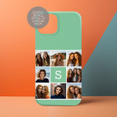 Foto Collage Custom Monogram Mint Green Case-Mate iPhone Case