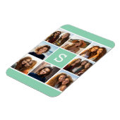 Foto Collage Custom Monogram Mint Green Magneet (Linkerzijde)