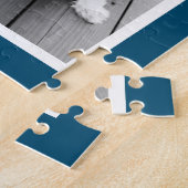 Foto Collage Custom Monogram Navy Blue Legpuzzel (Zijkant)