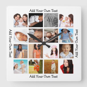 Foto-Collage een van de meest gepersonaliseerde so Vierkante Klok